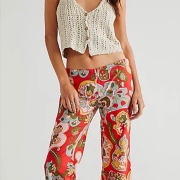 Free People Pants - NWT Free People red retro flare bell bottoms size 14